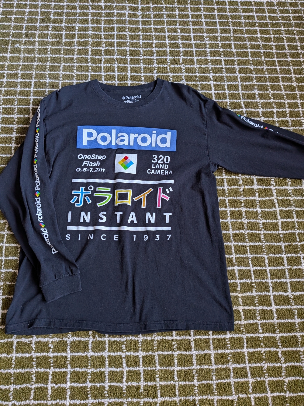 Polaroid Mens Black Long-Sleeve Graphic Tee